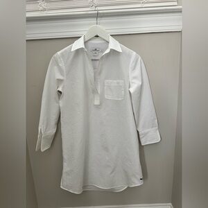 Vineyard Vines White Nautical Coastal V Neck Swim Coverup With Pocket